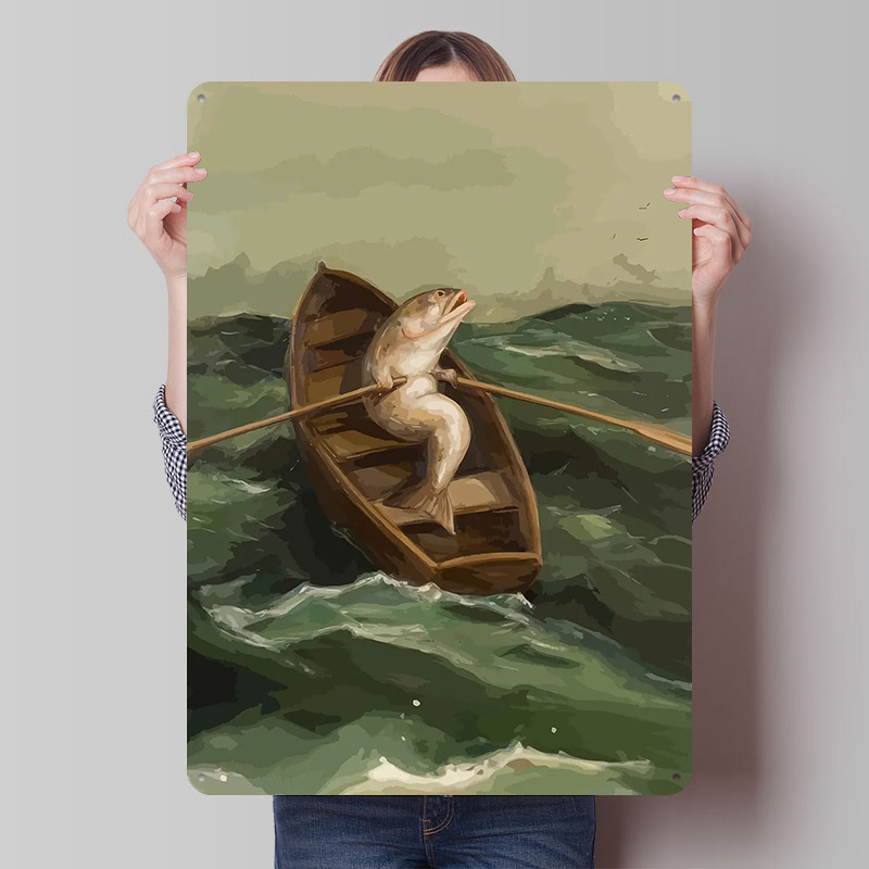 Retro Gaming Meme - Funny Fish Meme Metal Poster Custom