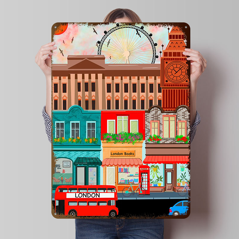 Retro Gaming In London - London Travel Tinplate Poster Custom Wall