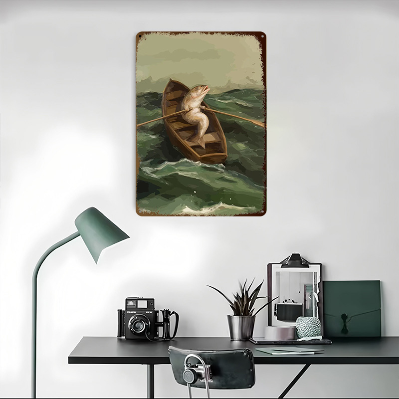 Funny Fish Meme Metal Poster C - Retro Gaming Meme ulasan dan harga