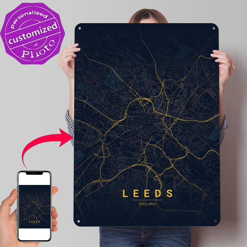 Leeds England Map Art 3D Print - Retro Gaming Leeds ulasan dan harga