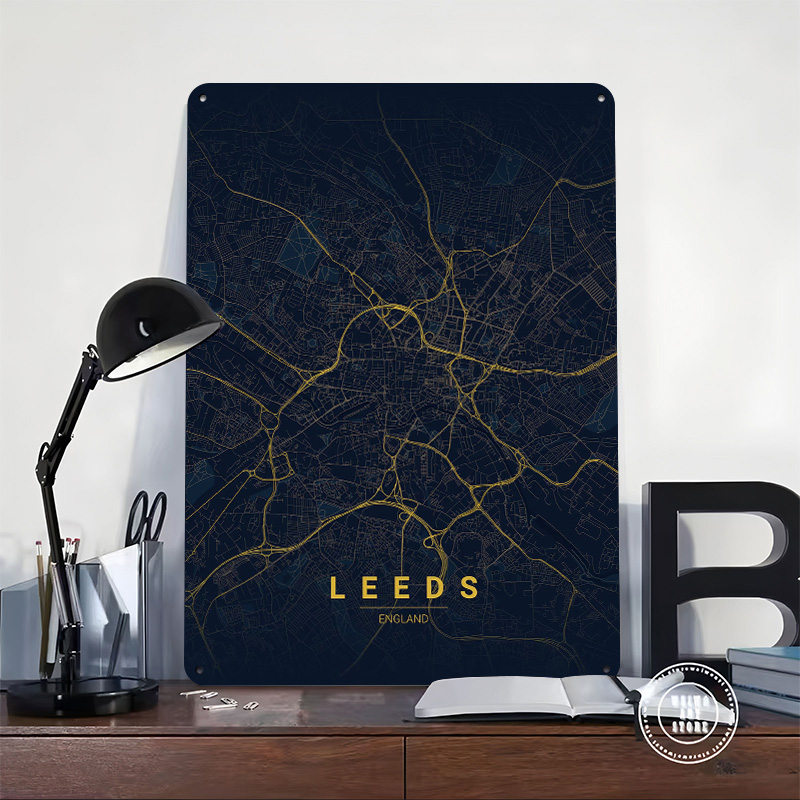 Leeds England Map Art 3D Print - Retro Gaming Leeds ulasan dan harga