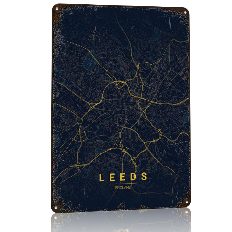 Leeds England Map Art 3D Print - Retro Gaming Leeds ulasan dan harga