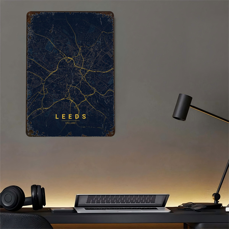 Leeds England Map Art 3D Print - Retro Gaming Leeds ulasan dan harga