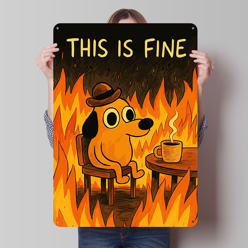 This Is Fine Dog Meme Metal Po - Retro Gaming Meme ulasan dan harga