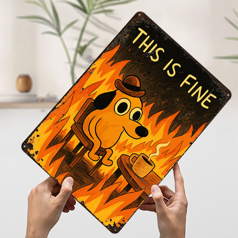 This Is Fine Dog Meme Metal Po - Retro Gaming Meme ulasan dan harga