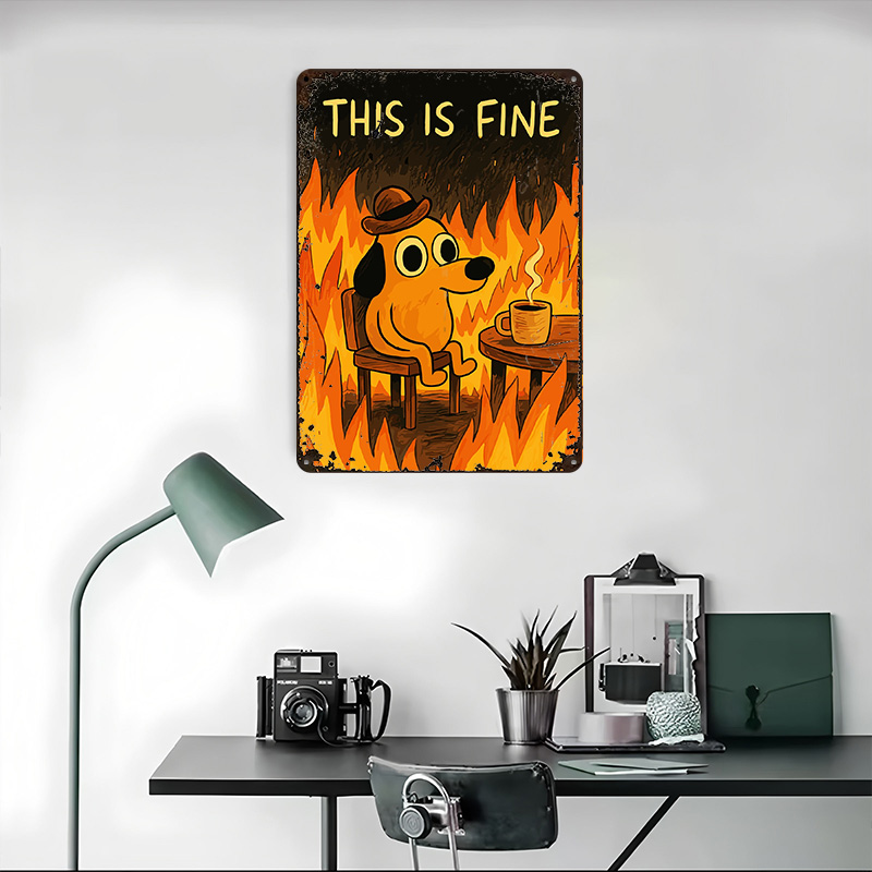 This Is Fine Dog Meme Metal Po - Retro Gaming Meme ulasan dan harga